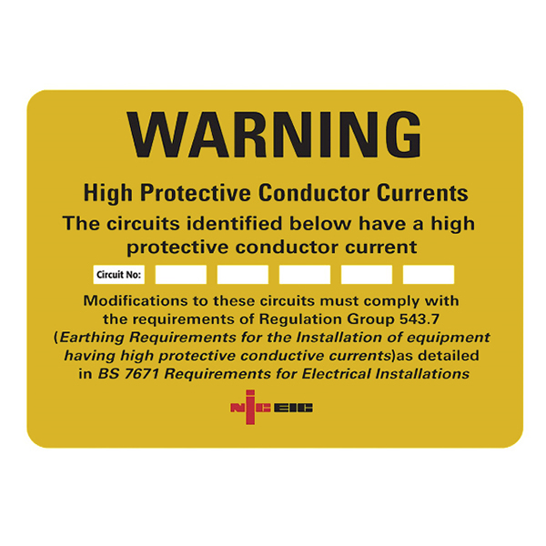 High Protective Current Conductor Warning Labels 